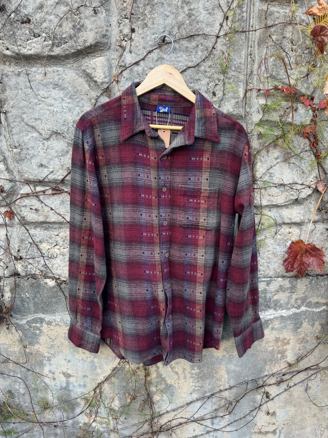 Yul 일본 빈티지 인도 문양 빈티지 체크 플란넬 셔츠 상품이미지1