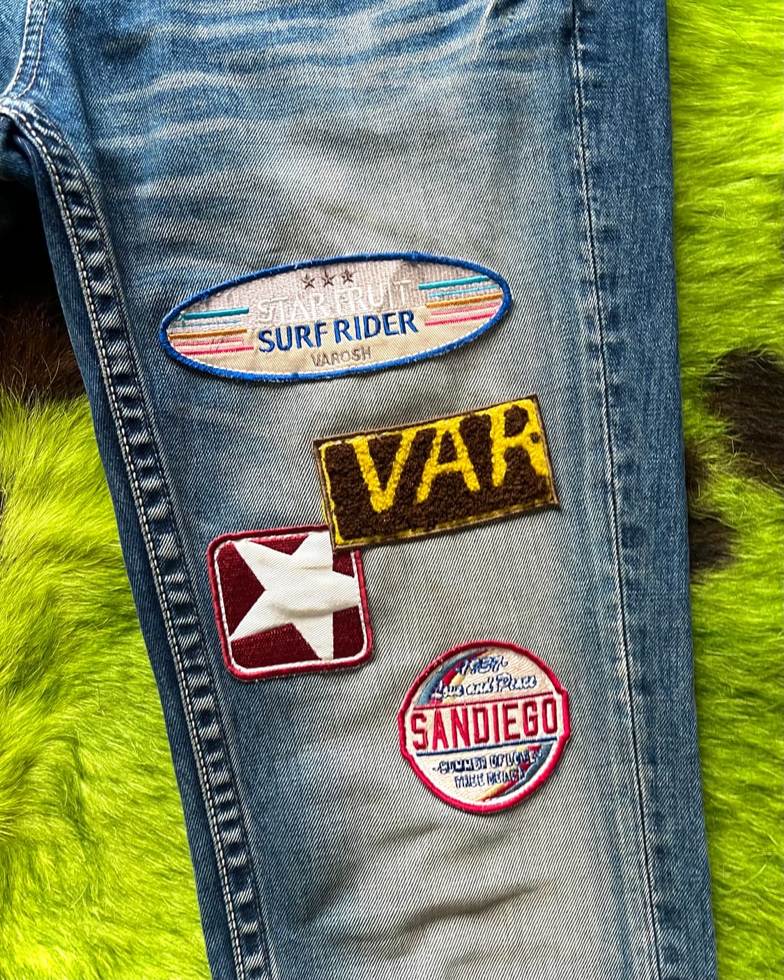 90-00s VAROSH Multi Patch BootsCut Jeans 상품이미지6