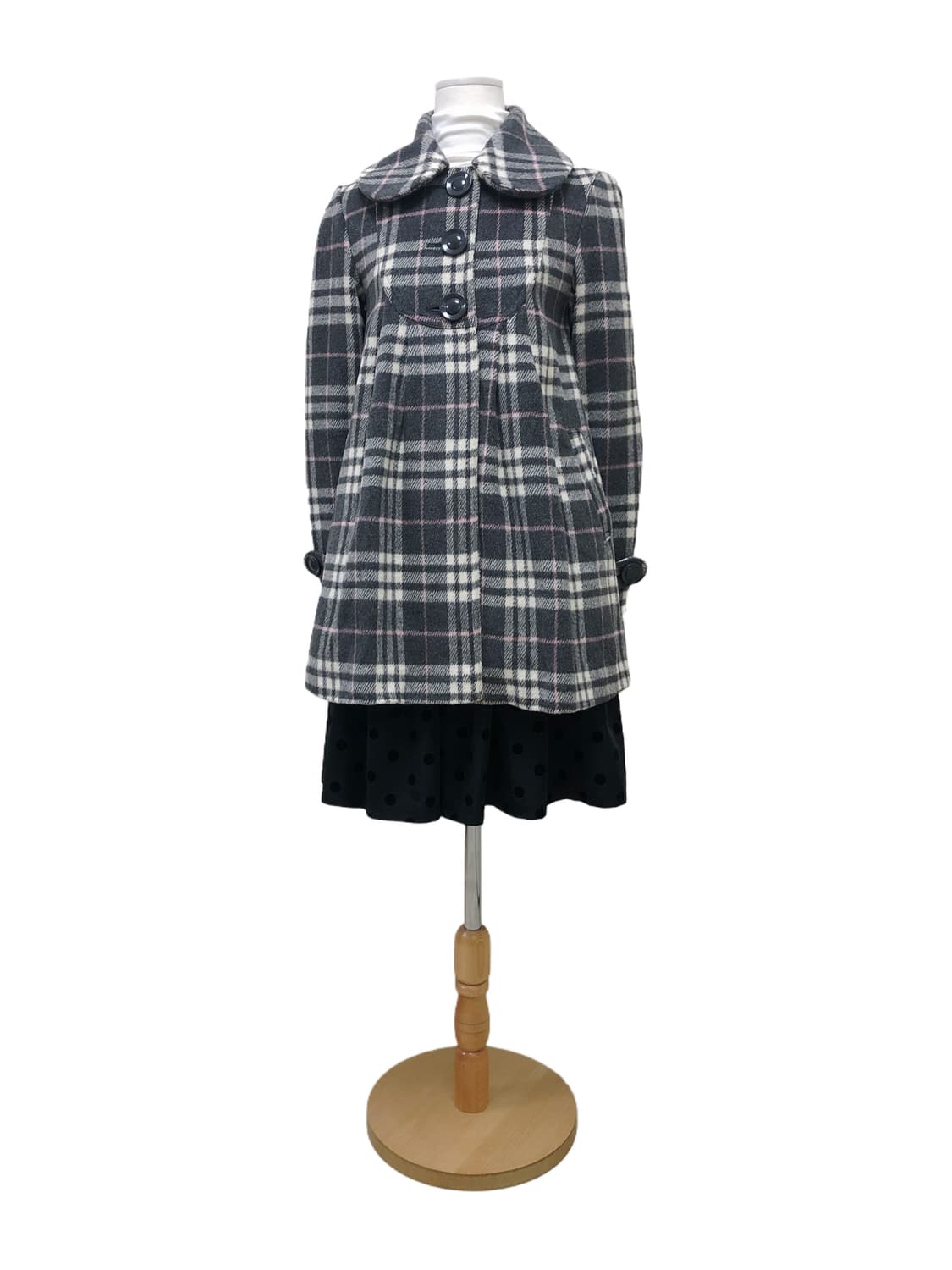 빈티지 미디 체크 코트 상품이미지2
