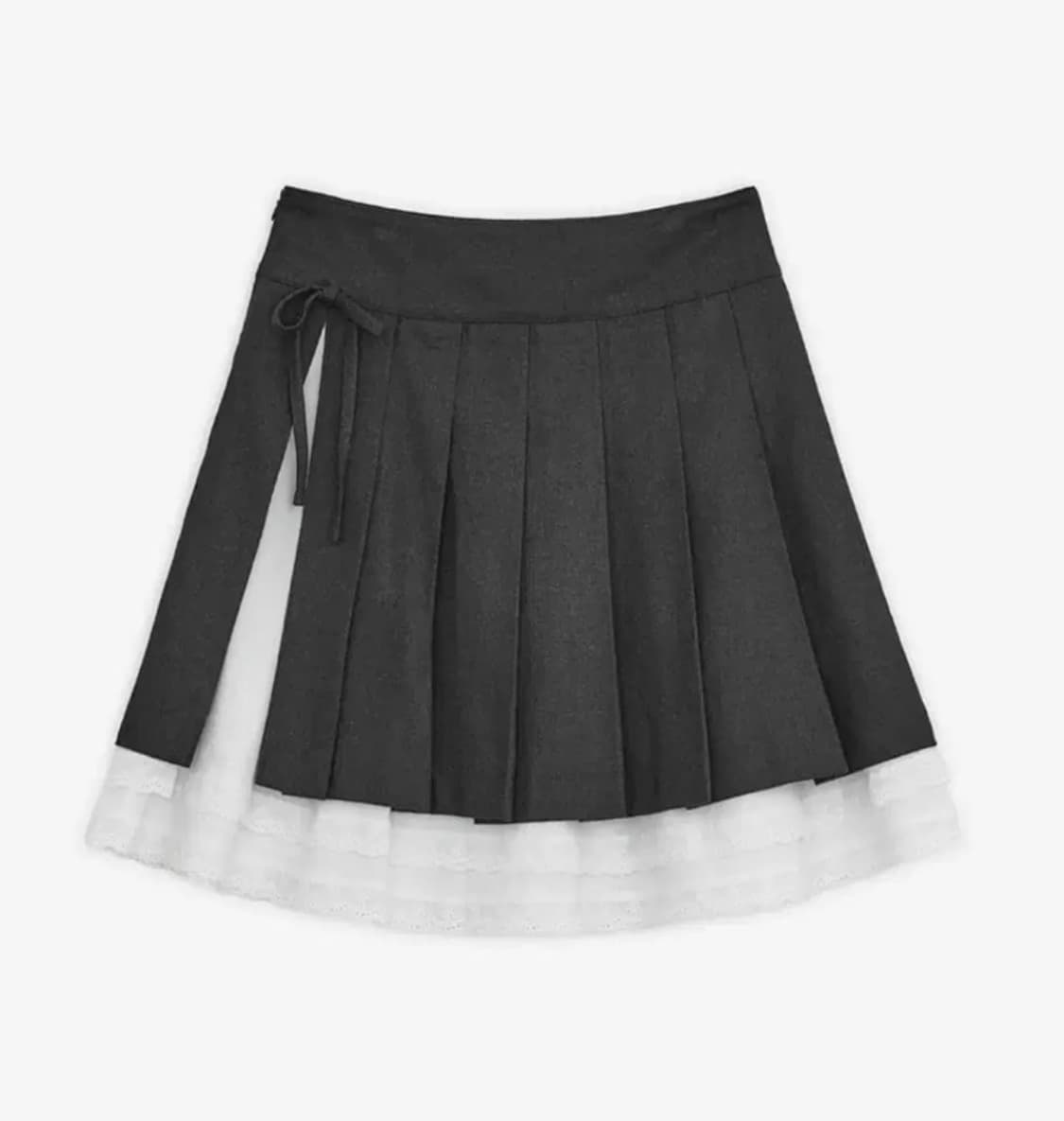 허그유어스킨 슬릿 플리츠 미디 스커트 (차콜) 상품이미지1