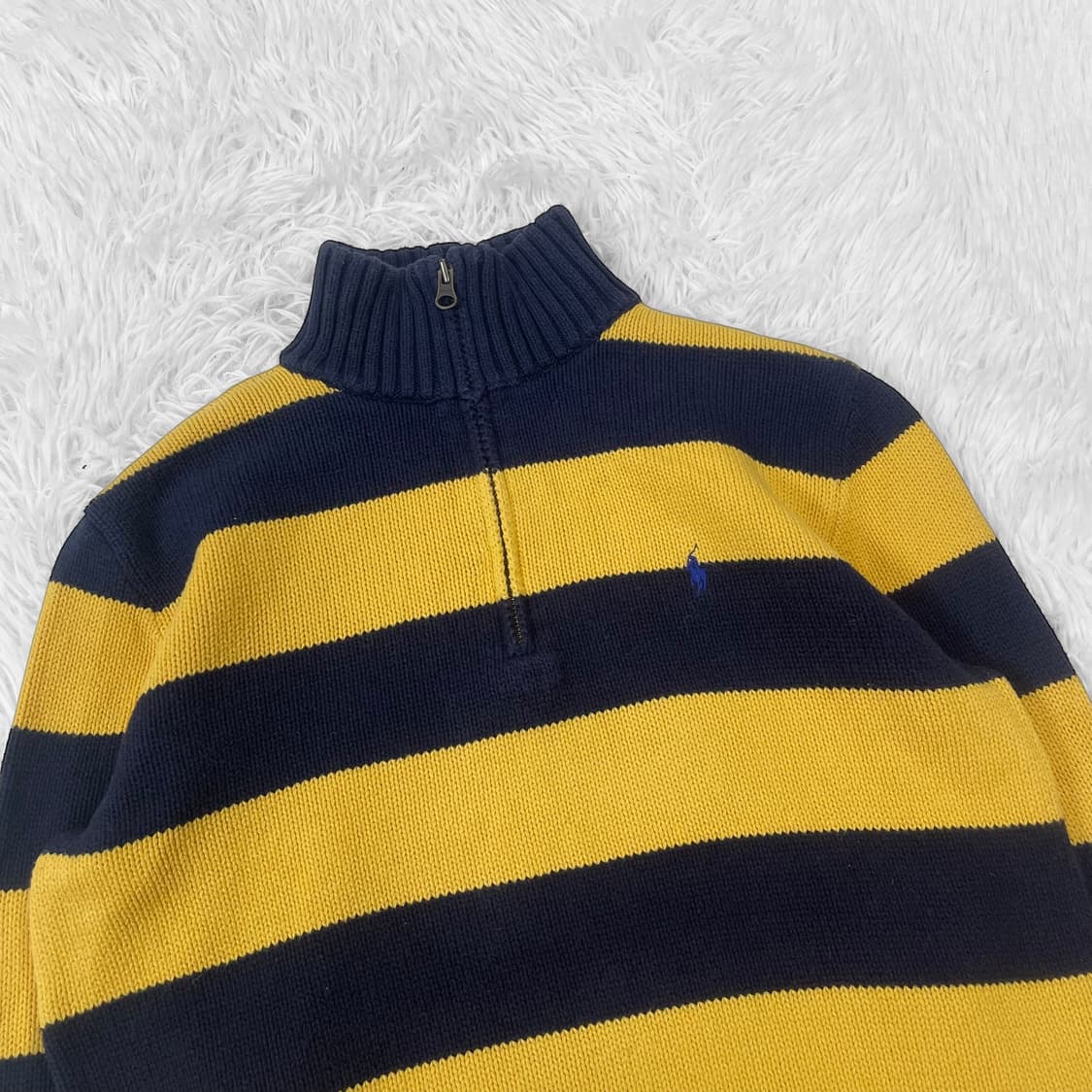 폴로 랄프로렌 포니 로고 스트라이프 하프 집업 니트 상품이미지3