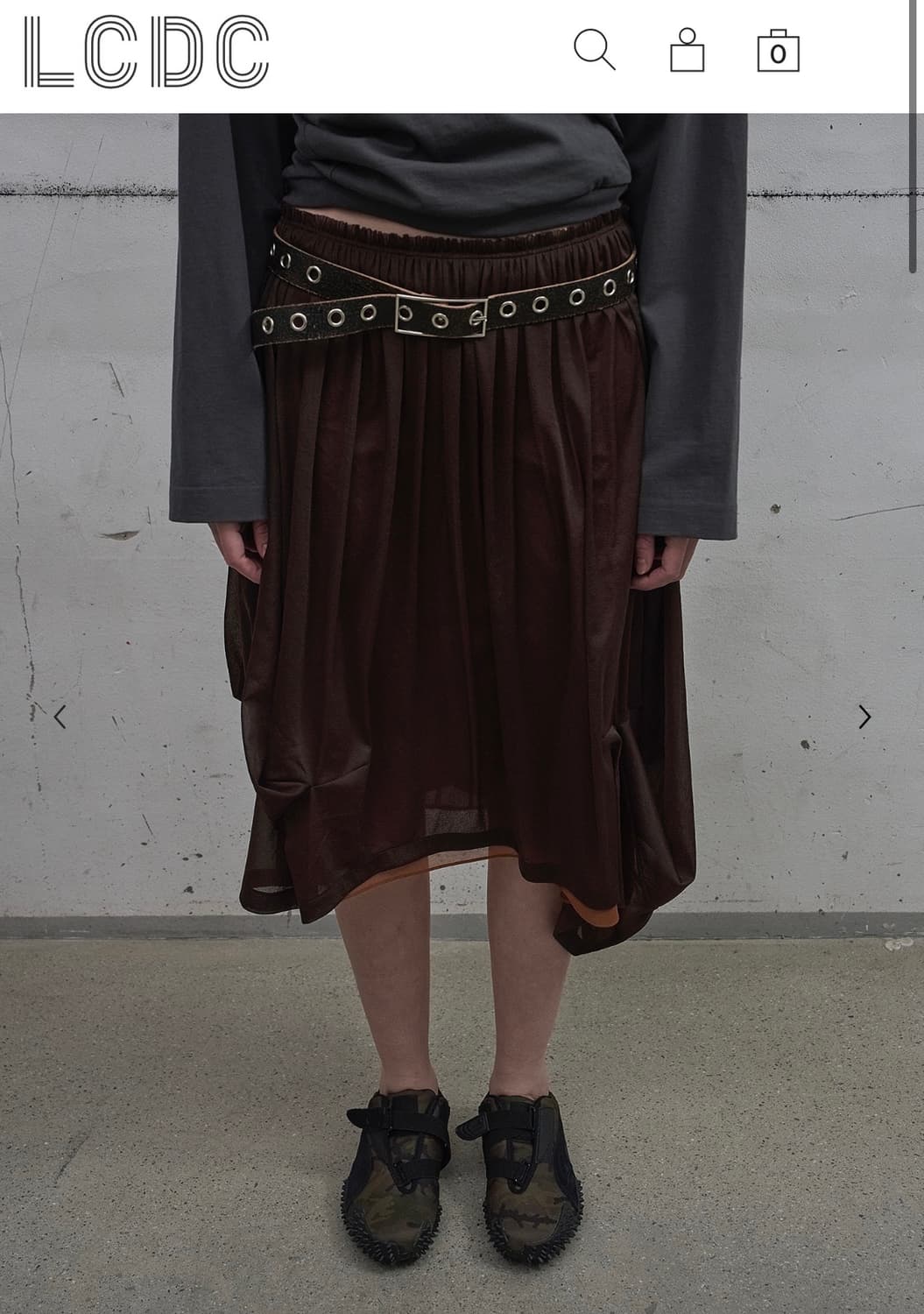 DOUBLE LAYERED VOLUME SKIRT (BROWN) 상품이미지2