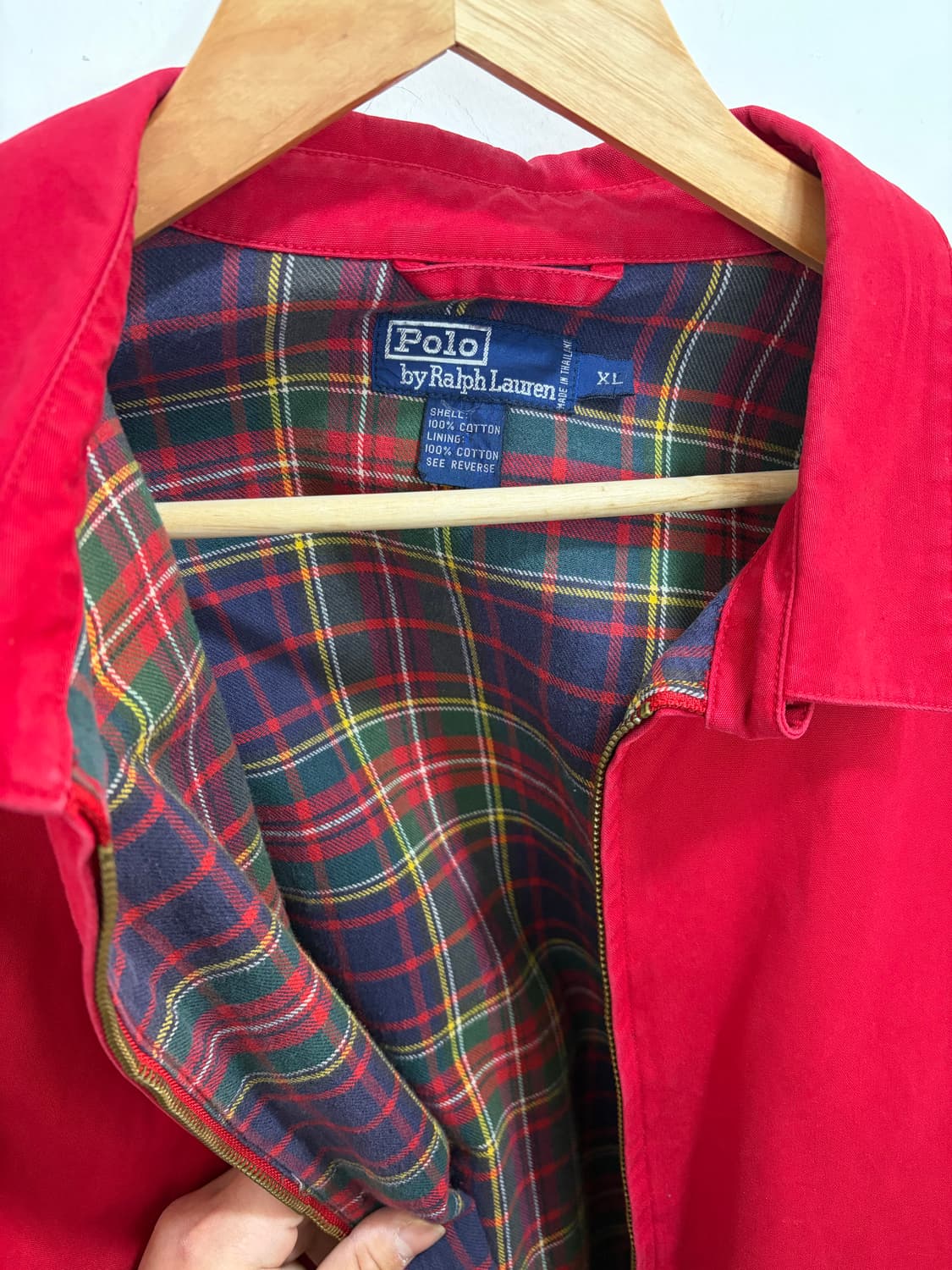 90s 폴로 레드 타탄체크 헤링턴 자켓 스윙톱 상품이미지4