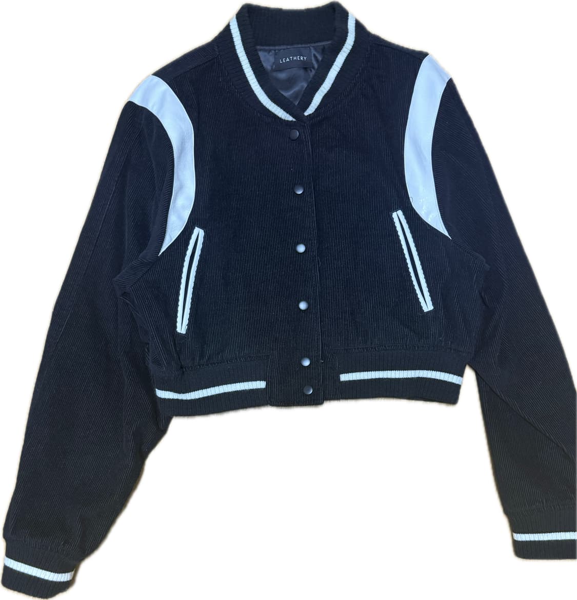 레더리 크롭 바시티 자켓 상품이미지2