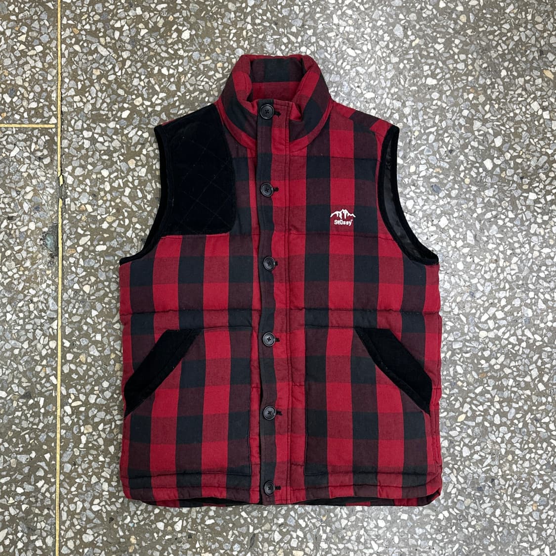 스투시 버팔로 체크 다운 베스트 M 상품이미지1