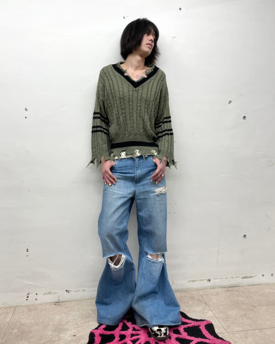 Distressed khaki knitwear 상품이미지6