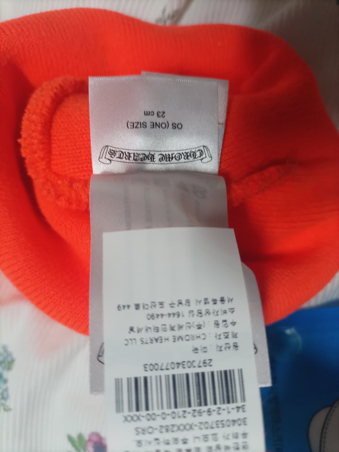 정품 크롬하츠 십자가 오렌지 비니모자(한글택) 상품이미지6