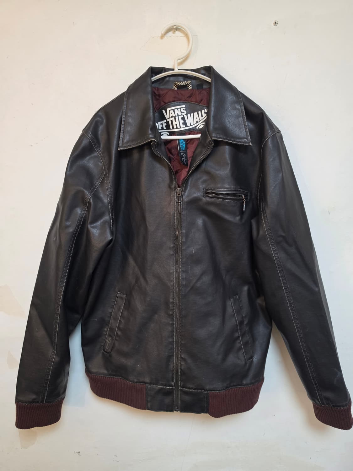 VANS OFF THE WALL 빈티지 가죽 자켓 M 상품이미지1