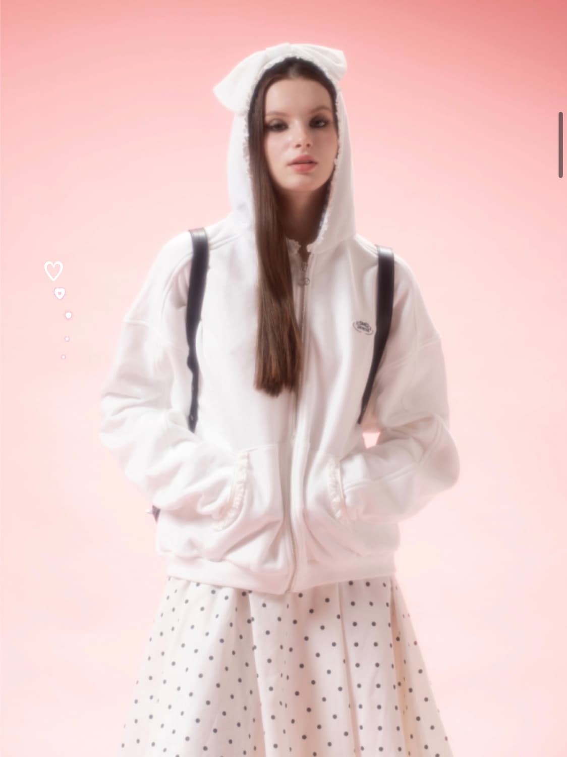 드라이로즈 빅리본 후드집업 화이트 상품이미지2