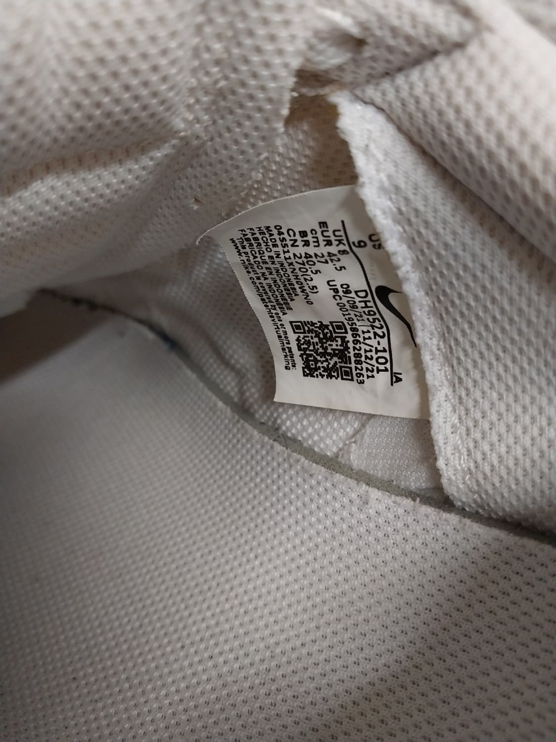 남성 나이키 와플 데뷰 화이트 운동화 (270) 상품이미지9