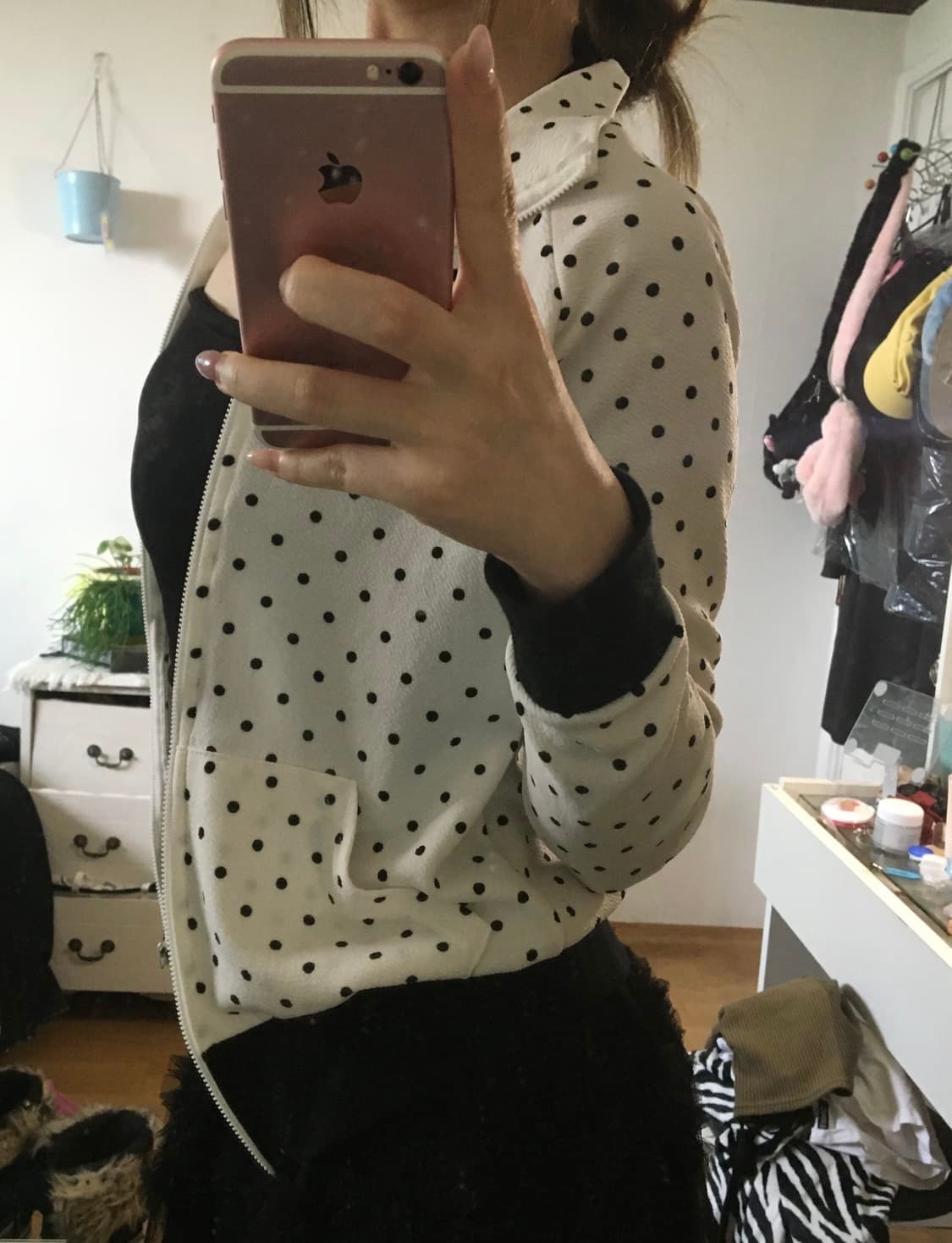 도트 져지 집업 아이보리 상품이미지2