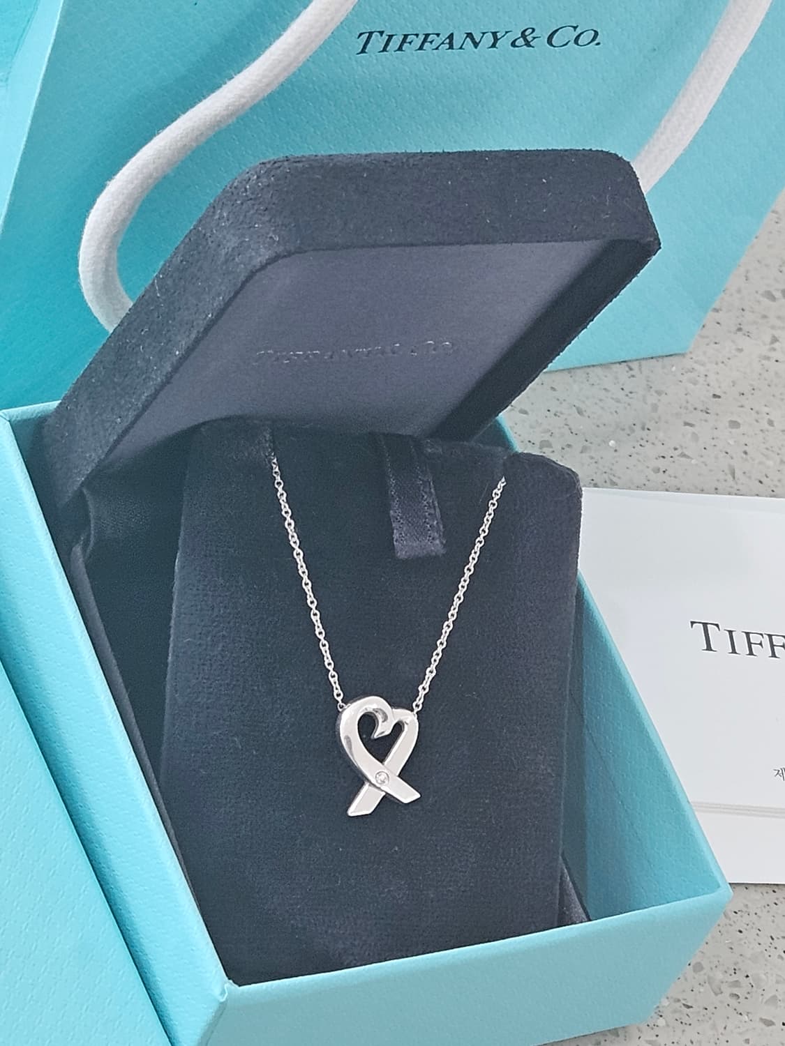 [다이아버전] 티파니앤코 러빙하트 실버 목걸이 미사용급 풀세트 [정품] 상품이미지1