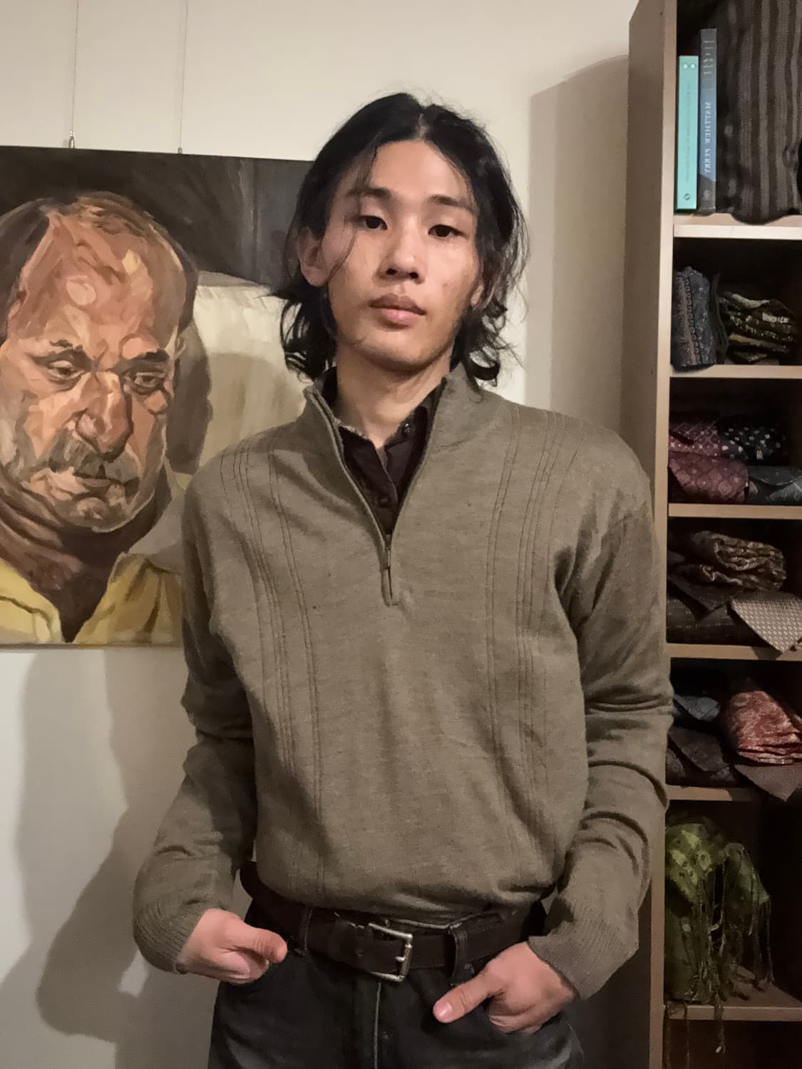 브라운 집업 니트 상품이미지5