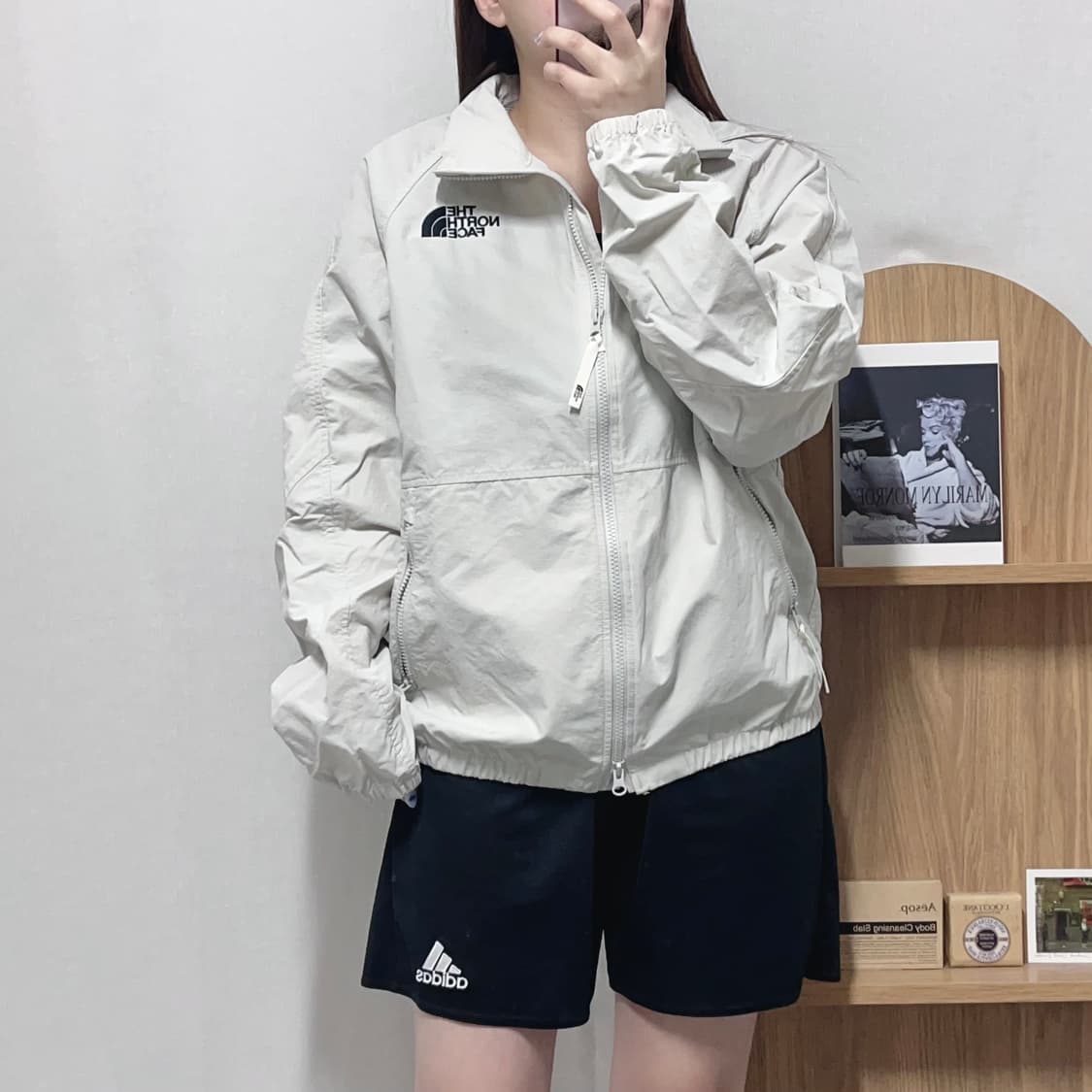 [정품] 노스페이스 그레이베이지 투로고 투웨이 바람막이 [ M ] 상품이미지2