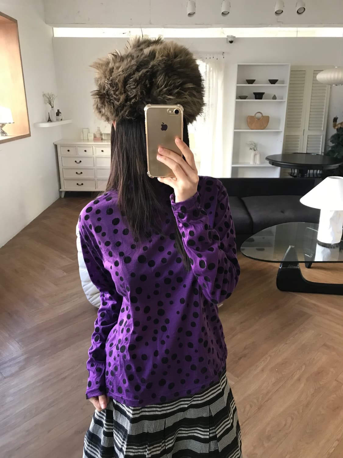 vintage purple dot turtle neck top 상품이미지2