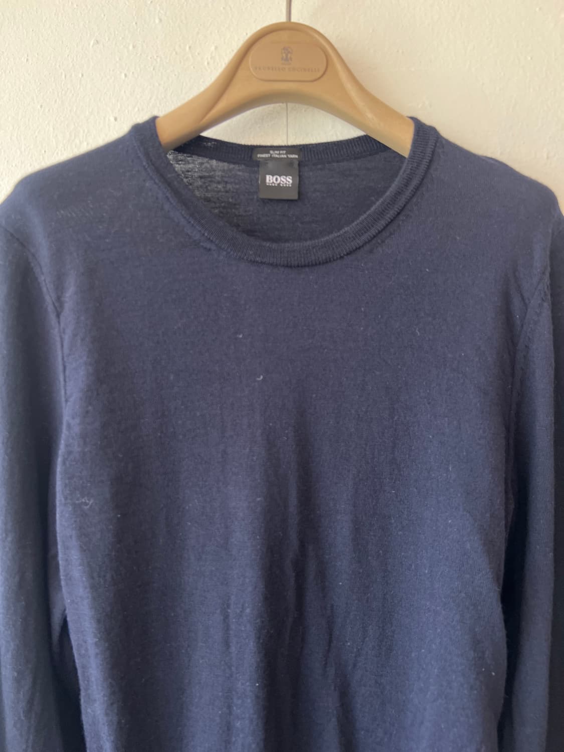 휴고보스 남성 네이비 라나버진울니트 라운드니트 상품이미지1