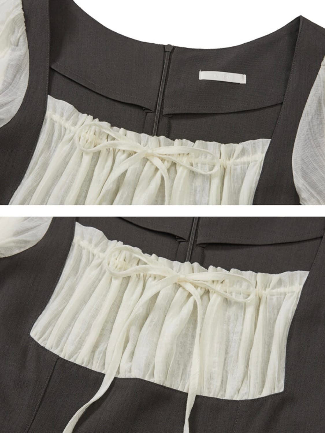 illigo 프레피 리본 플리츠 원피스 차콜 상품이미지4