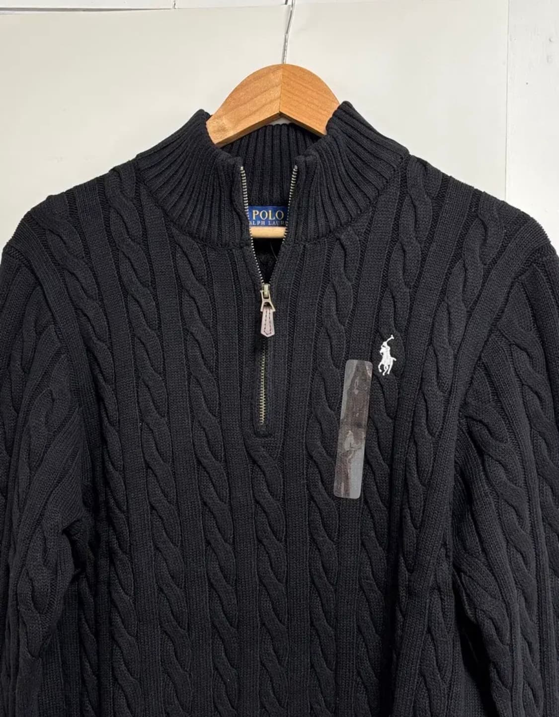 폴로 랄프로렌 블랙 케이블 반집업 니트 L 가격 많이 내려요 상품이미지2