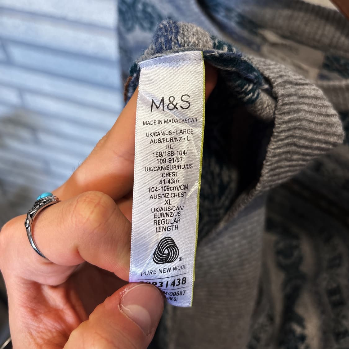 USA VINTAGE 스트라이프 에스닉 패턴 니트 롱슬리브 램스울 디테일 상품이미지8