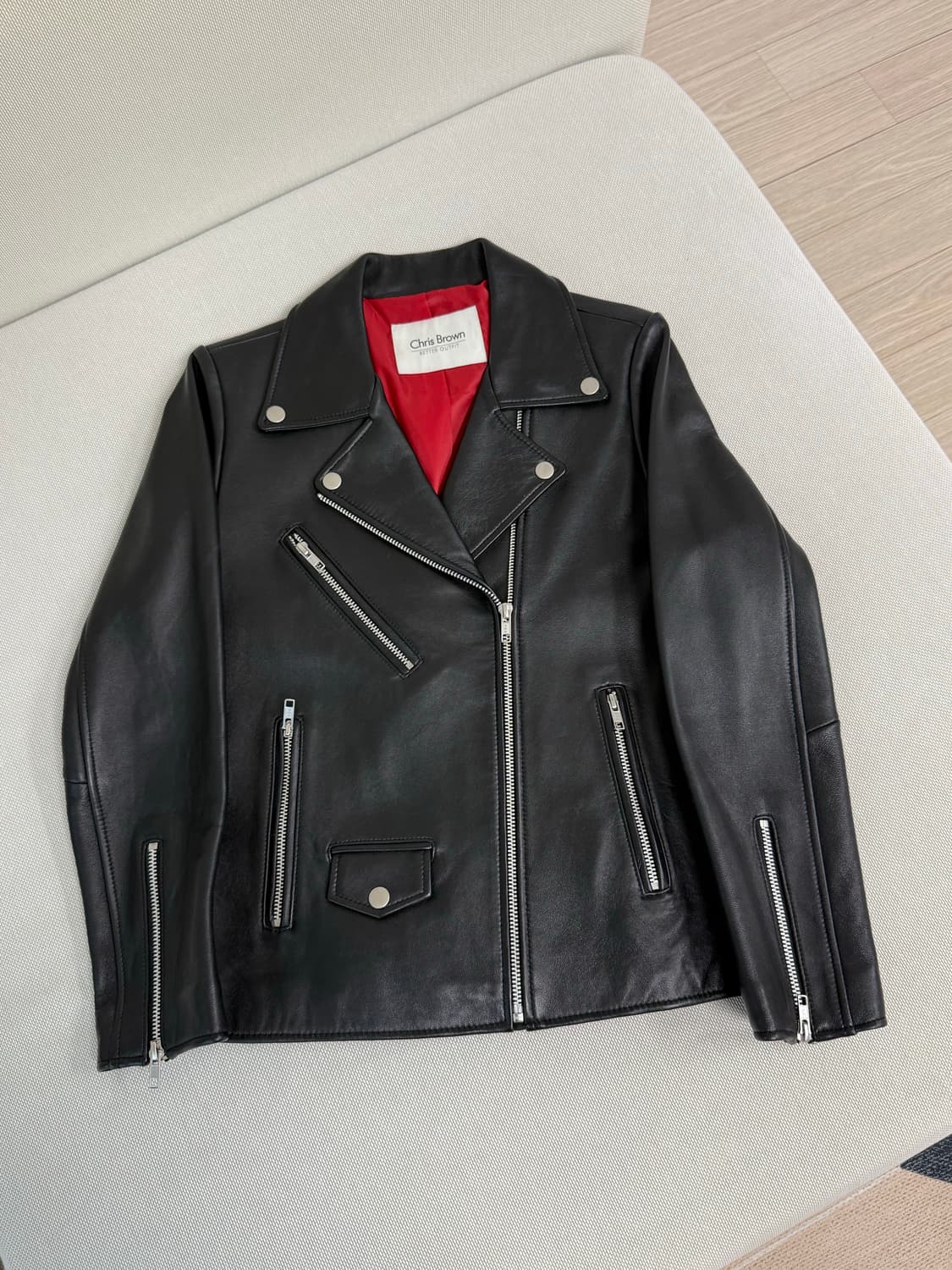 Chris Brown 천연양가죽 라이더 자켓 상품이미지1