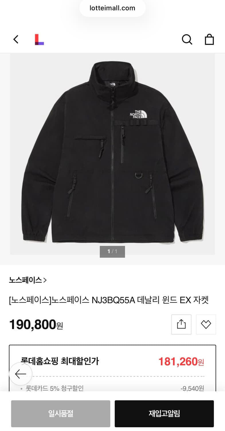 노스페이스 데날리 윈드 바람막이 자켓 L 100 상품이미지2