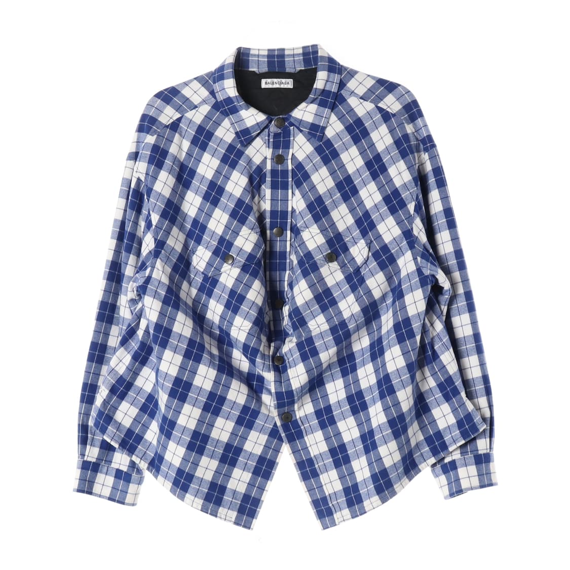 발렌시아가 플란넬 스윙 자켓 블루 체크 누빔 패디드 재킷 상품이미지1