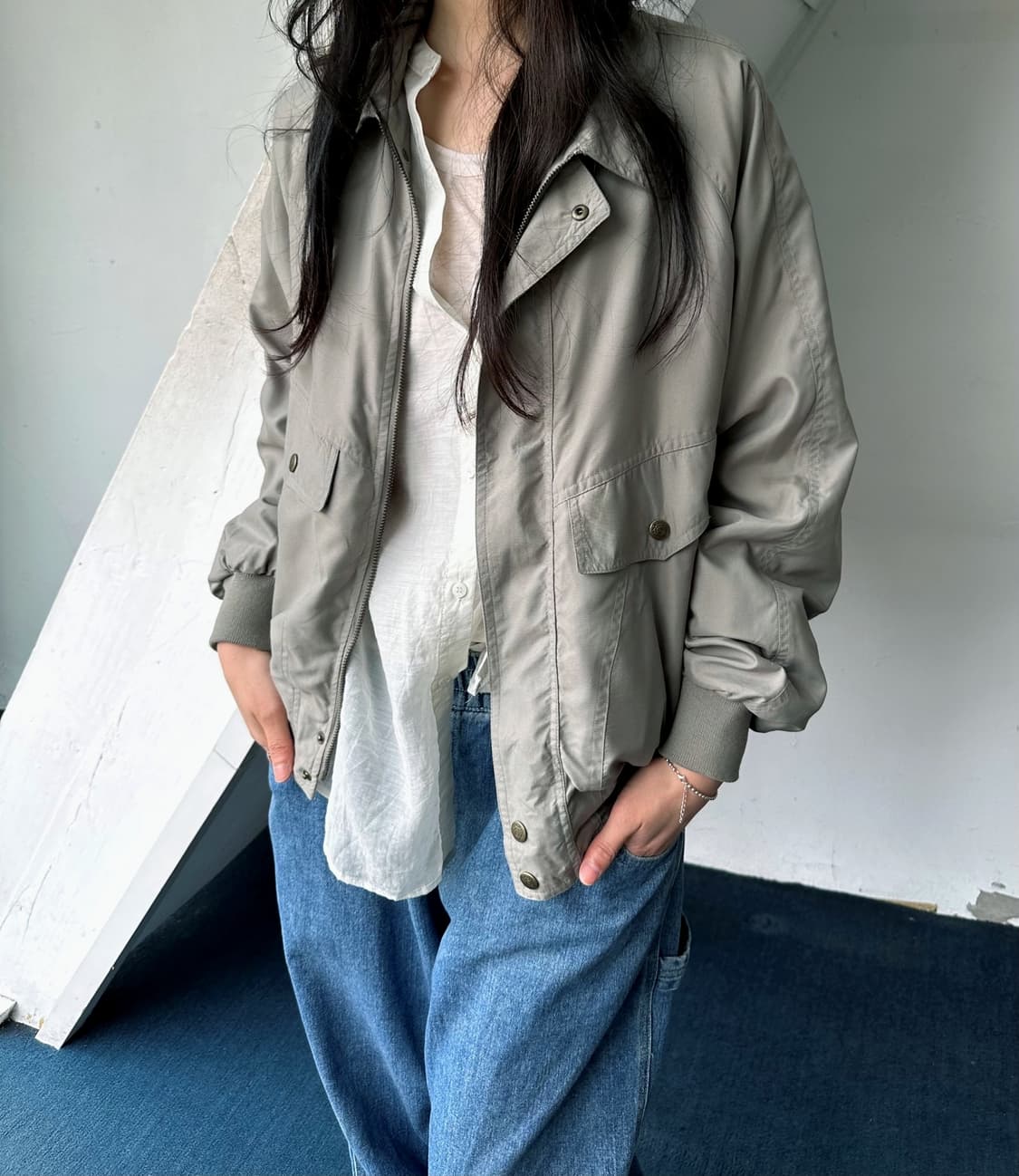 High count poly design blouson 상품이미지3