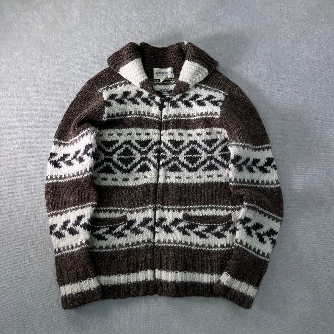 W95 폴로 랄프로렌 데님엔서플라이 숄카라 코위찬 니트 집업 상품이미지1