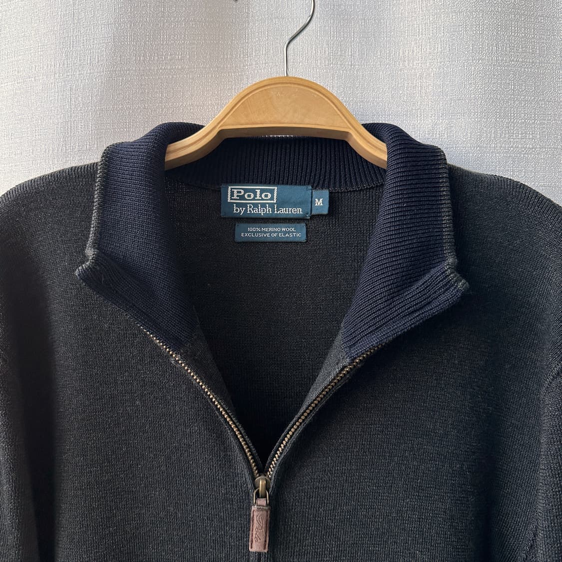 폴로 랄프로렌 투웨이 집업 메리노 울 니트 가디건 차콜 그레이 M 상품이미지5