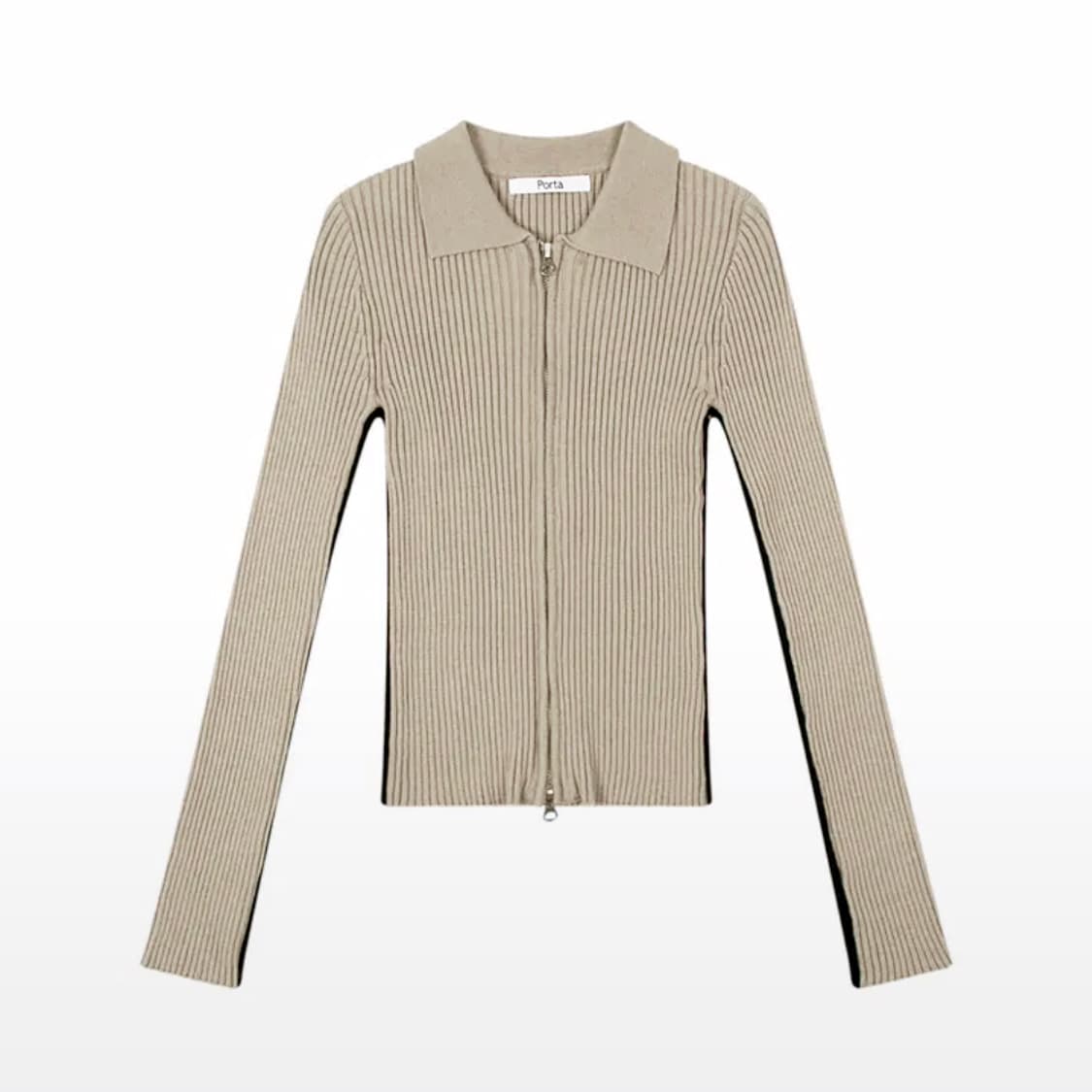 더포르타(Porta) 라인 리브드 니트집업 55-66 새상품 상품이미지3