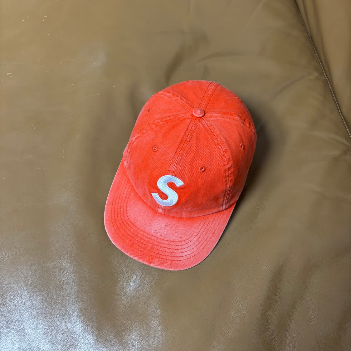 슈프림 S로고 6패널 볼캡 모자 피그먼트 워시드 오렌지 상품이미지5