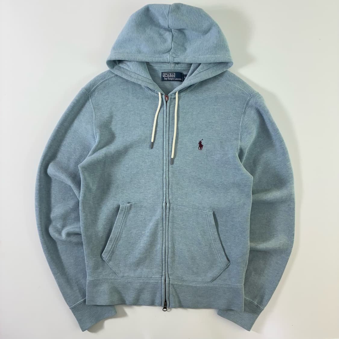 Polo  폴로 랄프로렌 자수 코튼 라이트블루 투웨이 니트후드집업 상품이미지1