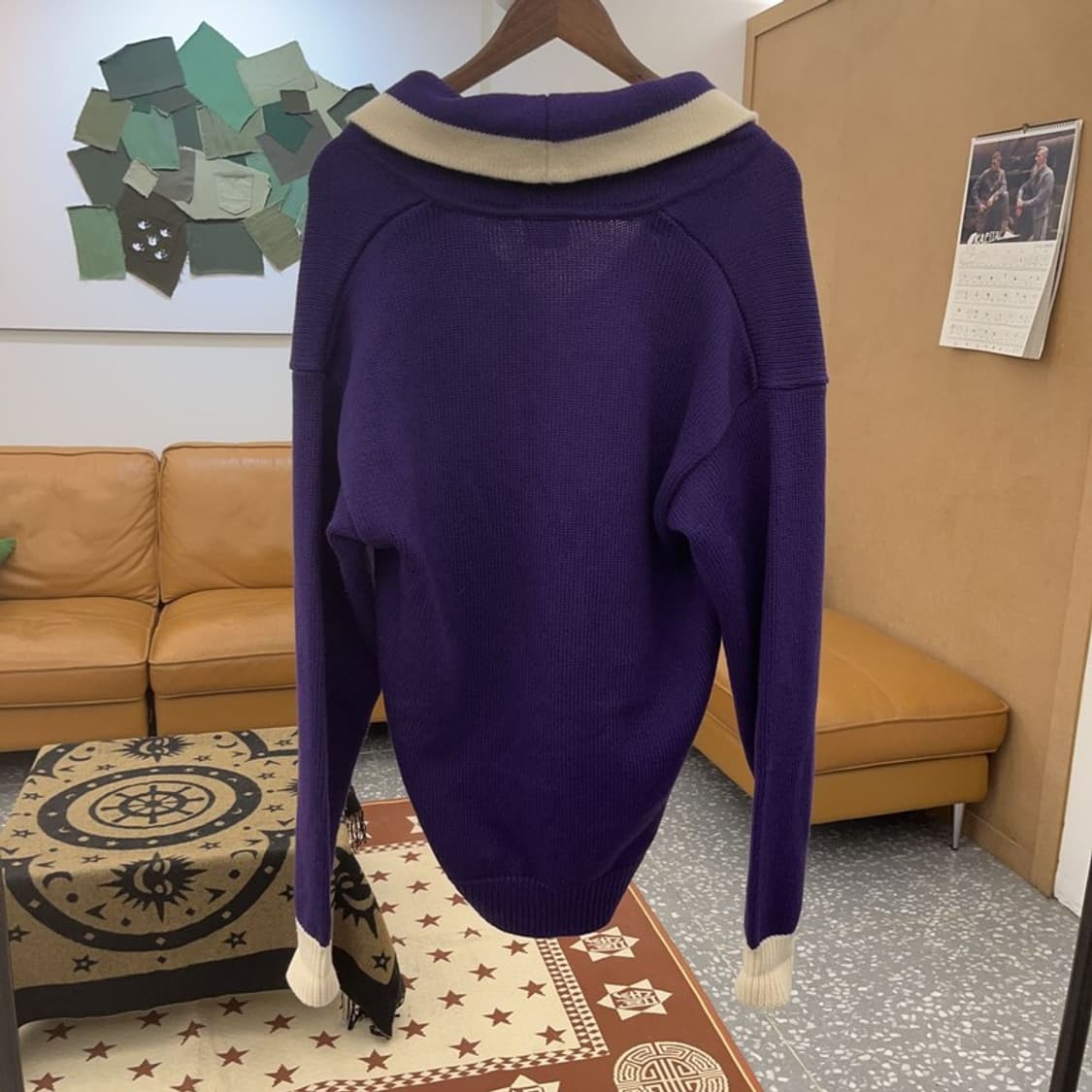 라코스테 숄카라 빅로고 레트로 퍼플 울 니트 가디건 4 C08659 상품이미지4