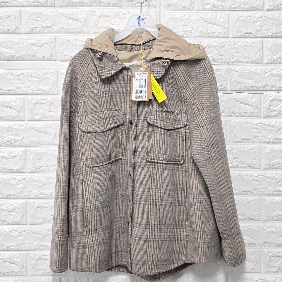 택포) VV OLIVIA 체크 후드 코트 90 새상품 상품이미지1