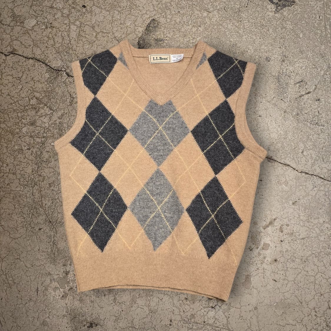 90s L.L.Bean 아가일 니트 조끼 램스울 상품이미지1