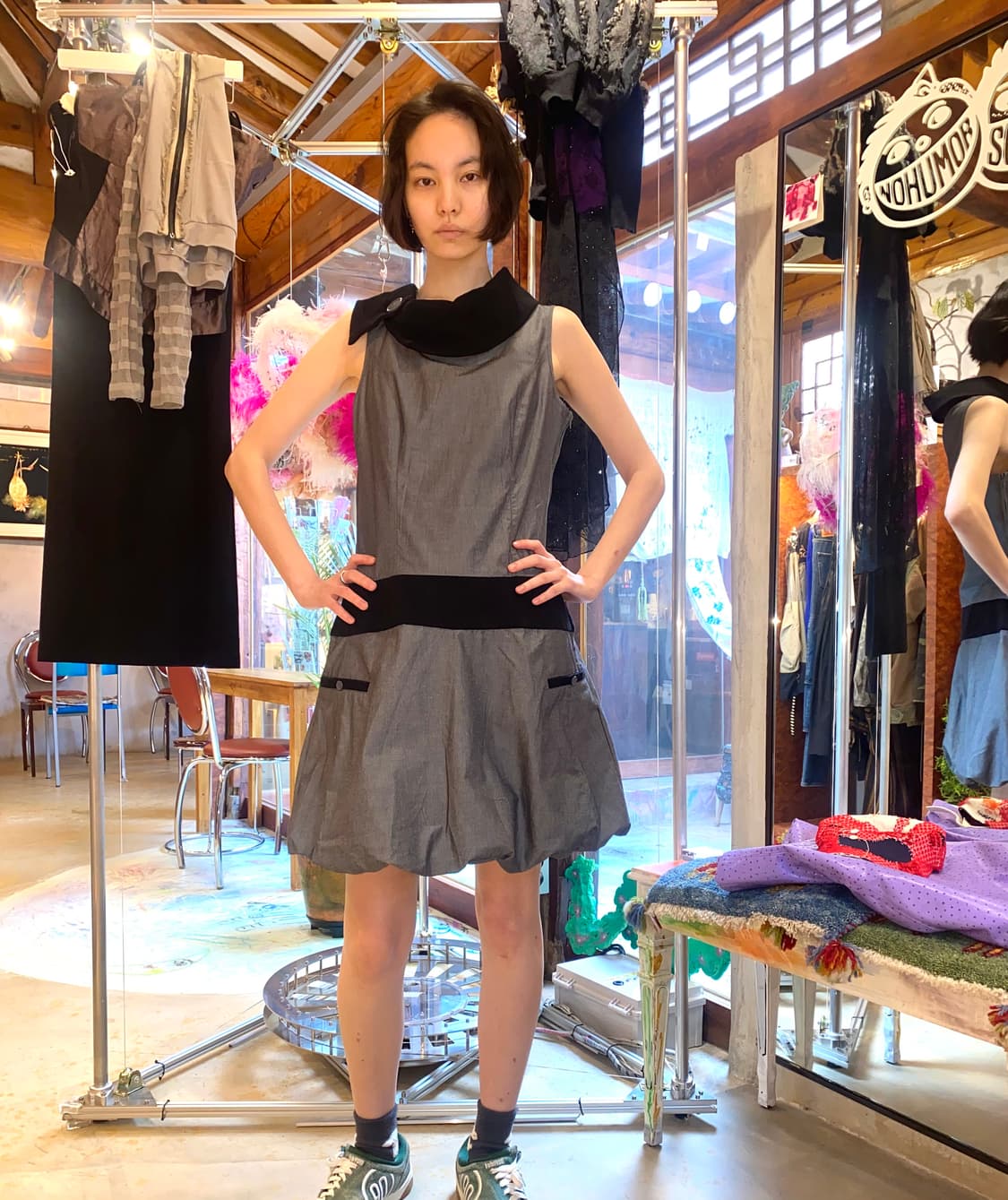 [Cache Cache] 90s 오피스 사이렌 벌룬 헴 드레스 상품이미지1