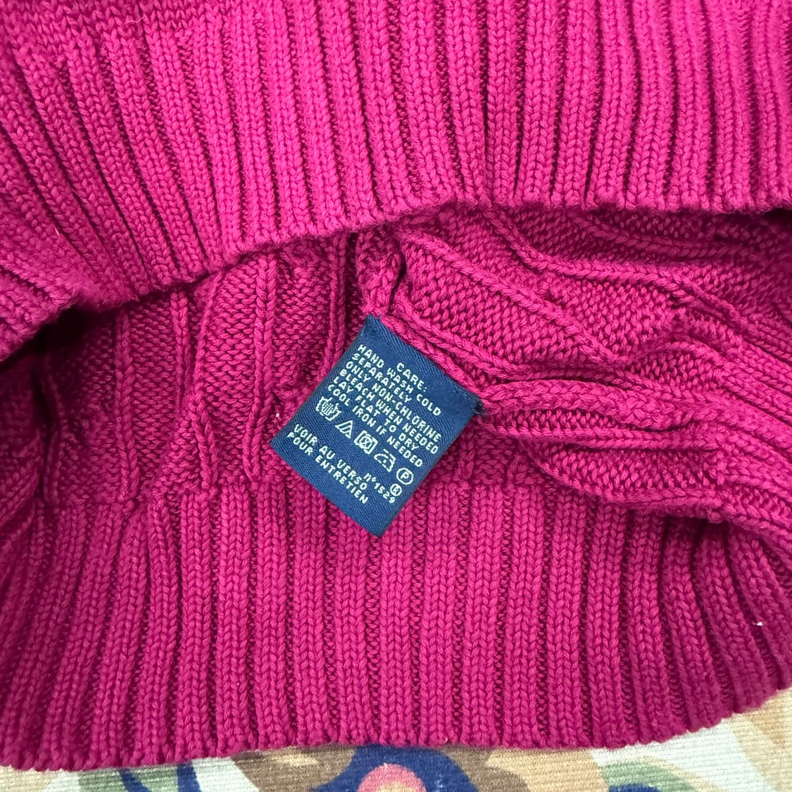 (우먼즈L)폴로 랄프로렌 코튼 브이넥 꽈배기니트(핑크) 상품이미지3