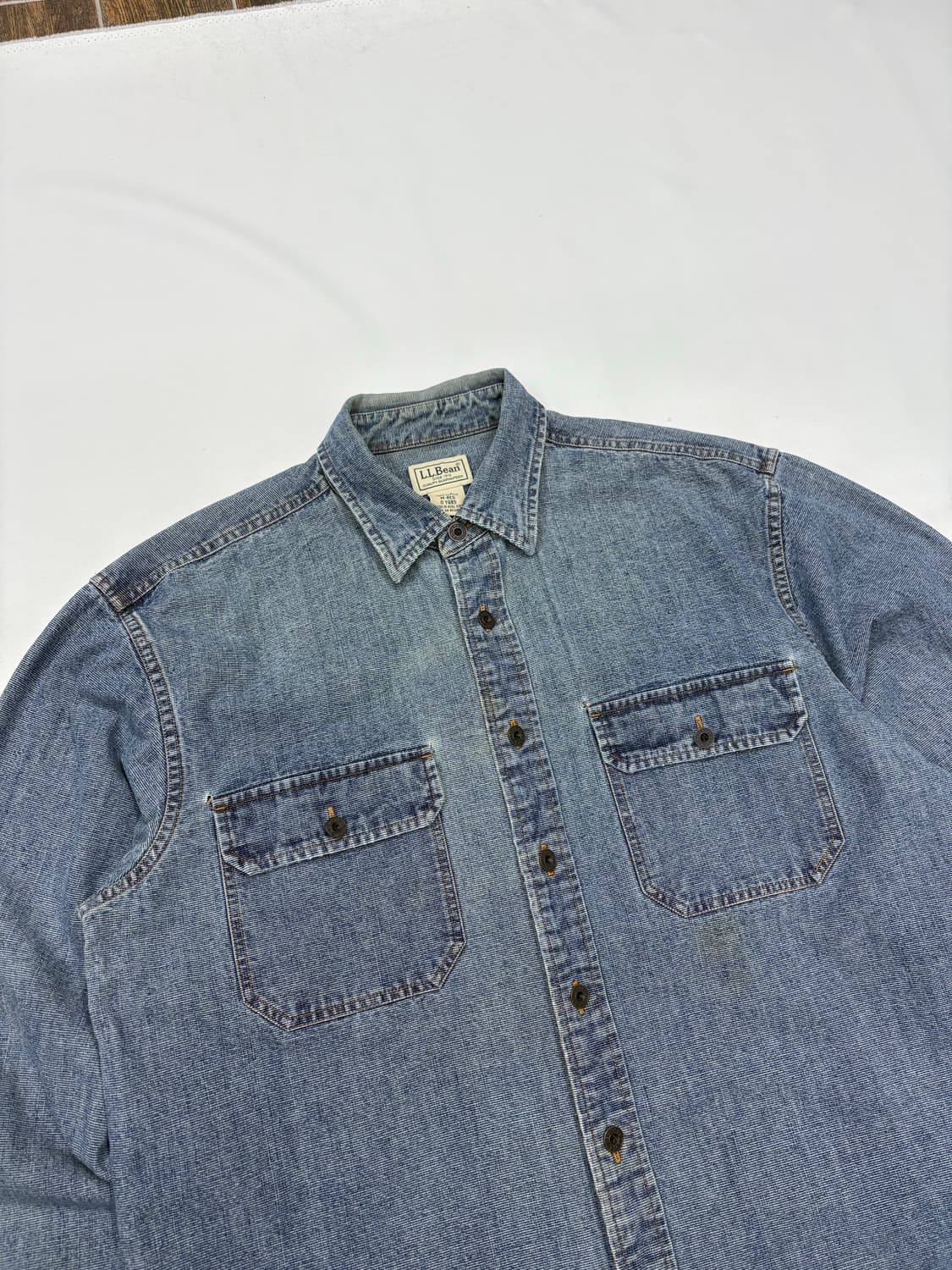 90s LLBEAN 엘엘빈 투포켓 워크 데님셔츠 상품이미지2