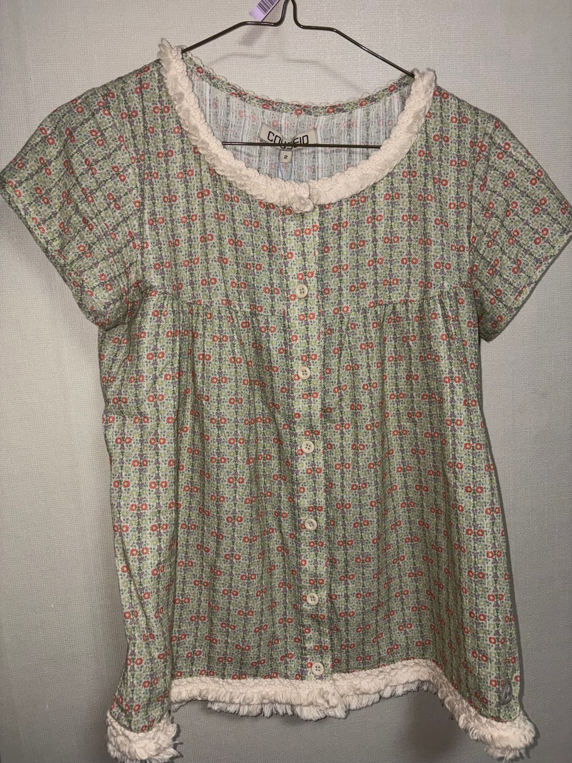 코이세이오 26ss 프린지 셔링 블라우스 라이트그린 2 상품이미지2