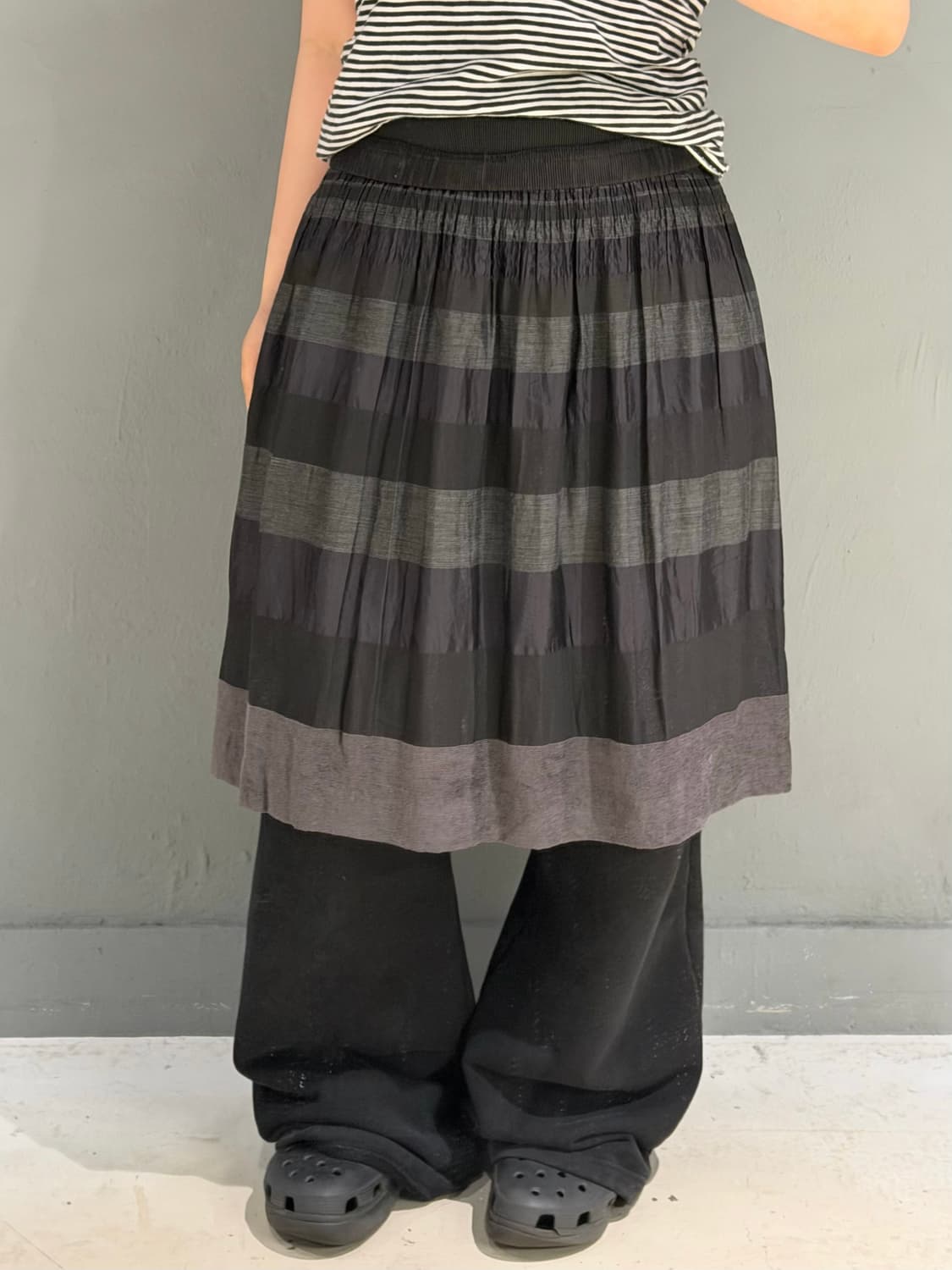banding line stripe pattern skirt 상품이미지1