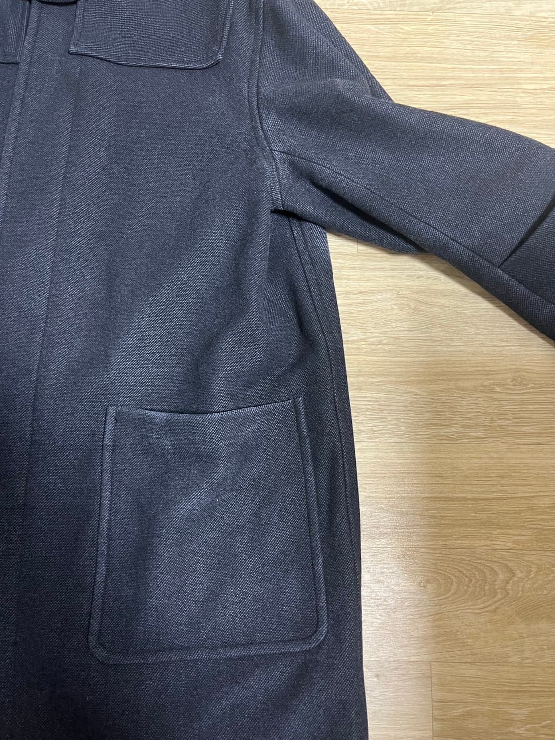 오라리 울 실크 멜튼 더플 코트 블랙 네이비 3사이즈 상품이미지6