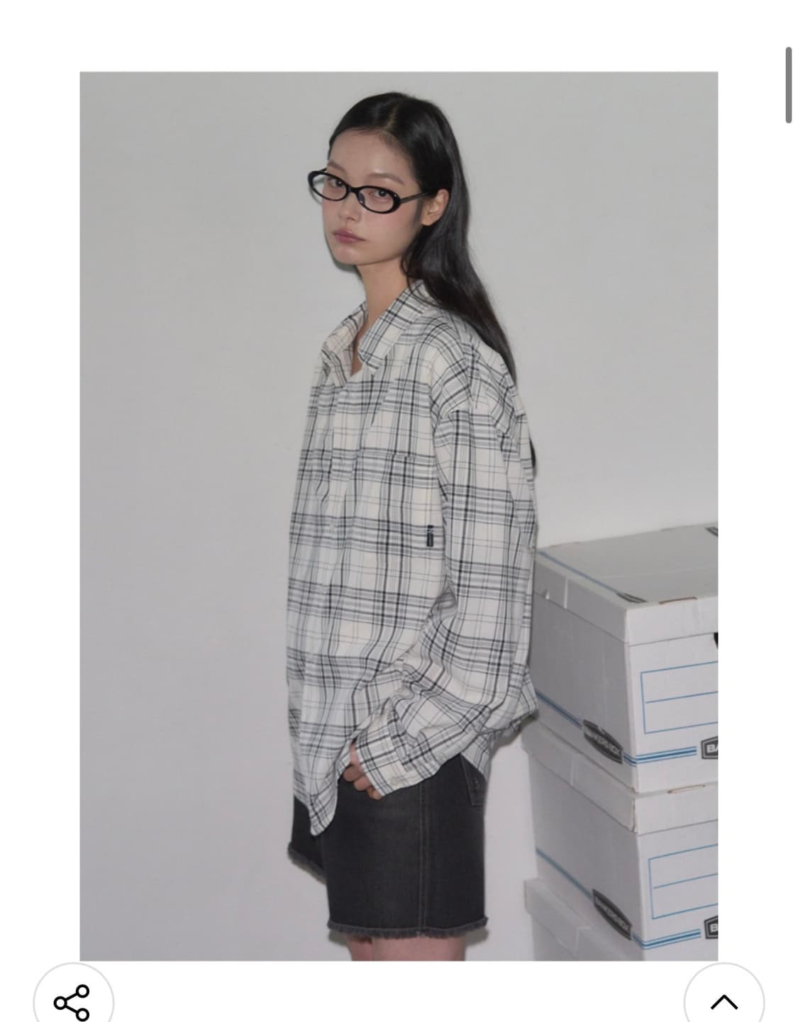 (L) 레더리 마일로 오버핏 체크 셔츠 [WHITE] 판매 상품이미지6