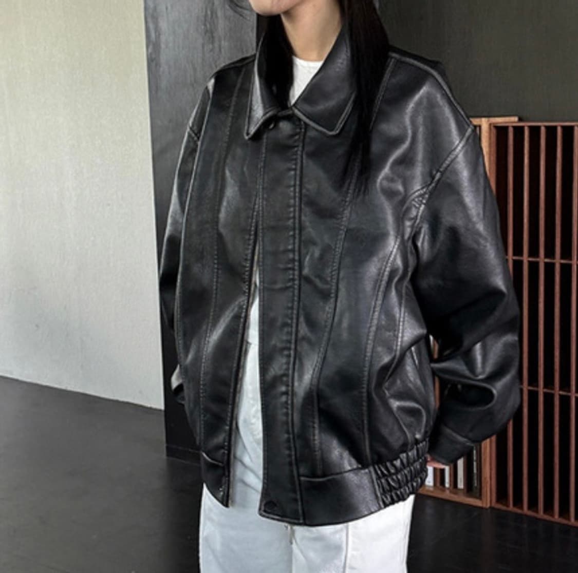 커브 레더 자켓 상품이미지3