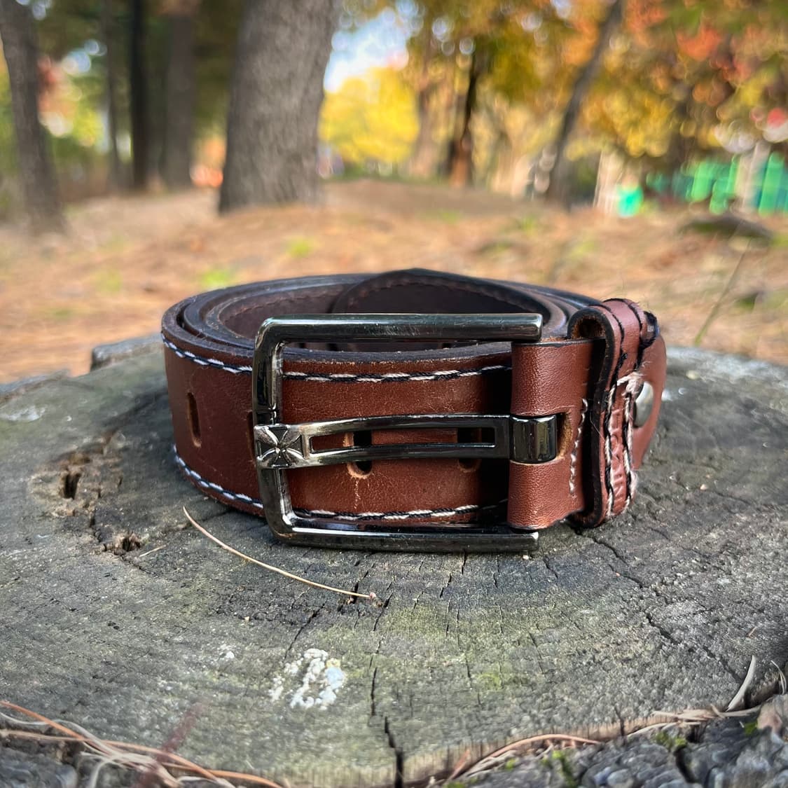 니콜 밀러 더블 스티치 리얼 레더 벨트 상품이미지1