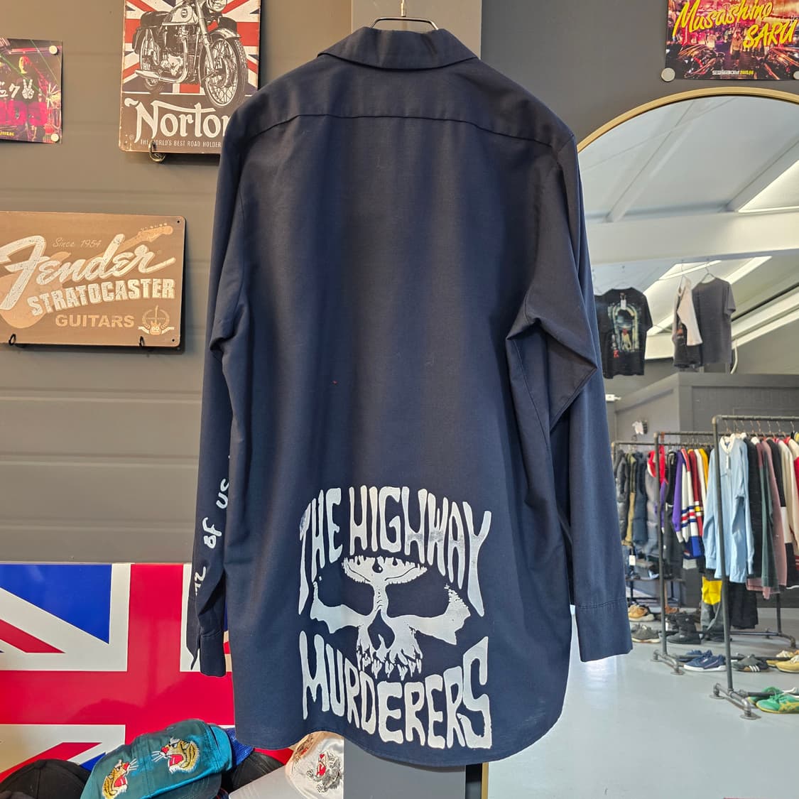 레드캡 커스텀 워크셔츠 스컬 백프린팅 오버핏 스트릿 셔츠 상품이미지2