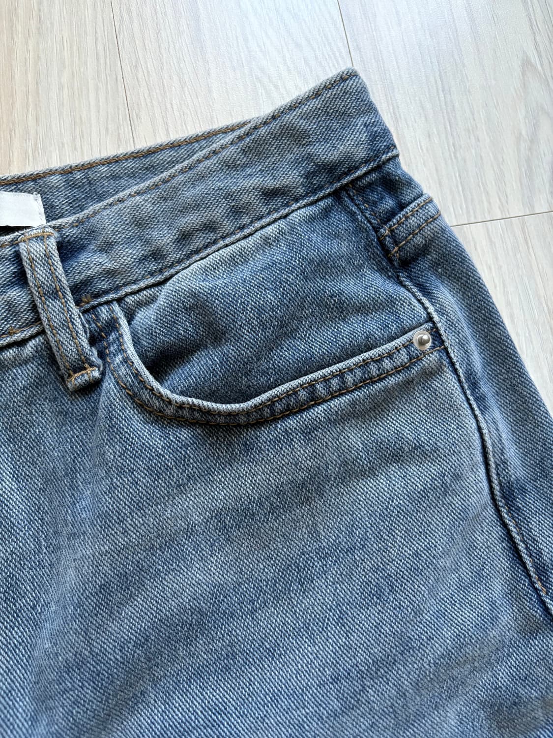 블랙업 B-DENIM 워싱 하프 팬츠 023 중청 상품이미지5