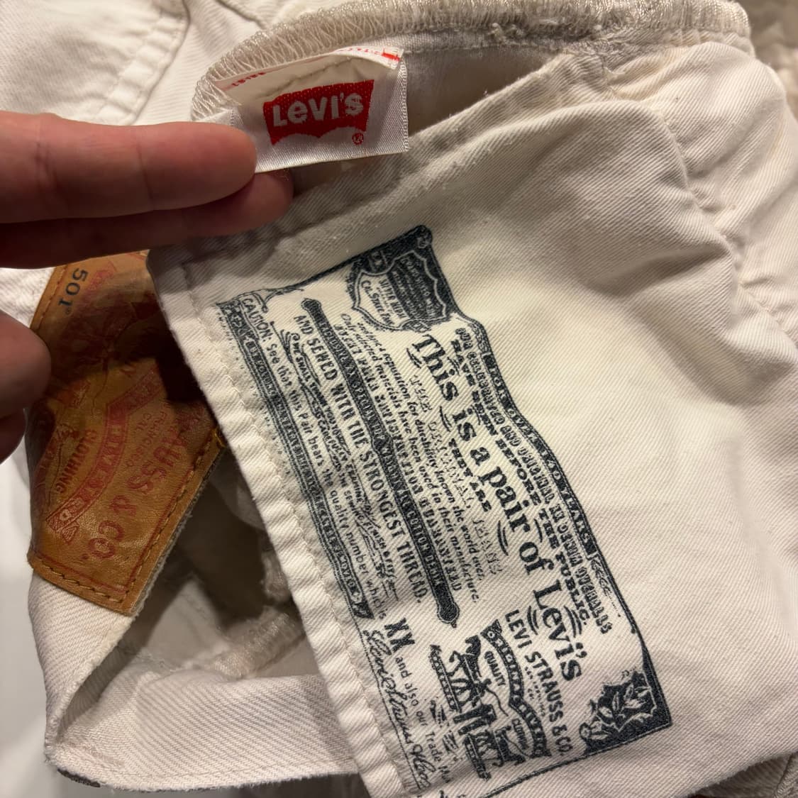 [32x34] 리바이스 501 화이트 데미지 워싱 면바지 B253 상품이미지10