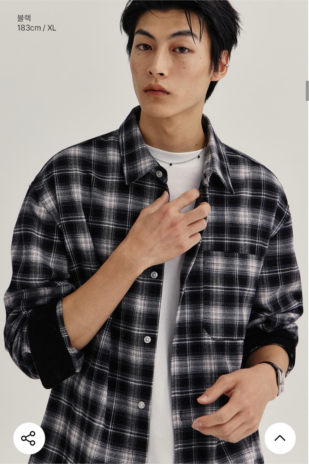 키뮤어_플란넬 체크 셔츠_블랙M 상품이미지1
