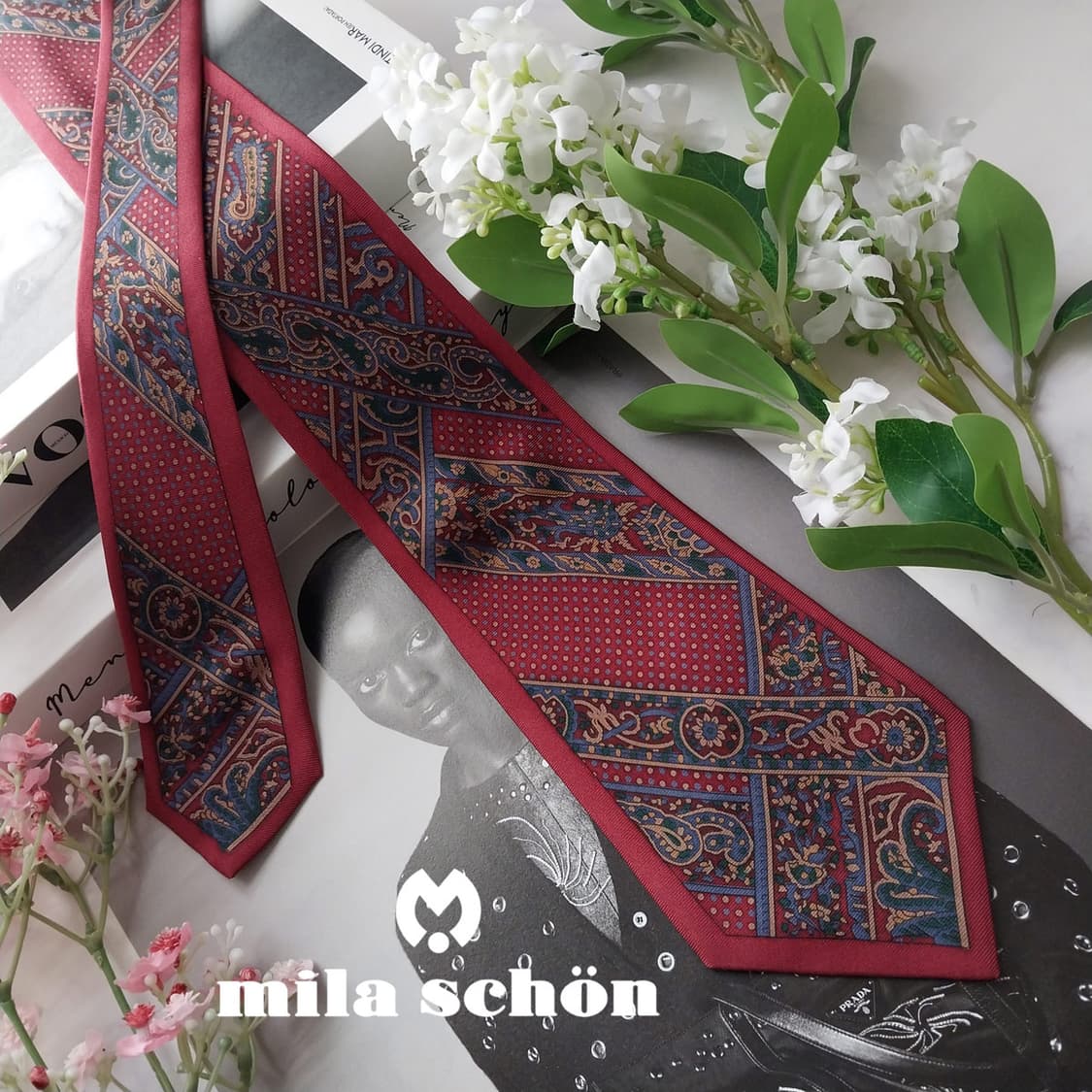밀라숀 실크 와인 패턴 넥타이 9cm A+등급 K1925
 상품이미지1