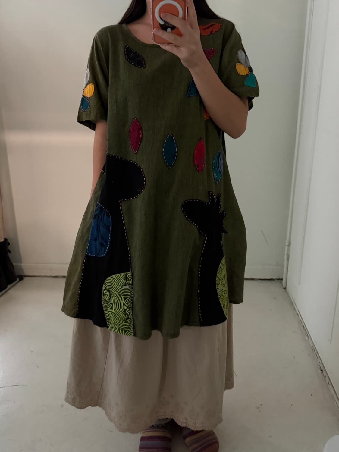 일본빈티지 모리 자수패치 블라우스 원피스 상품이미지3